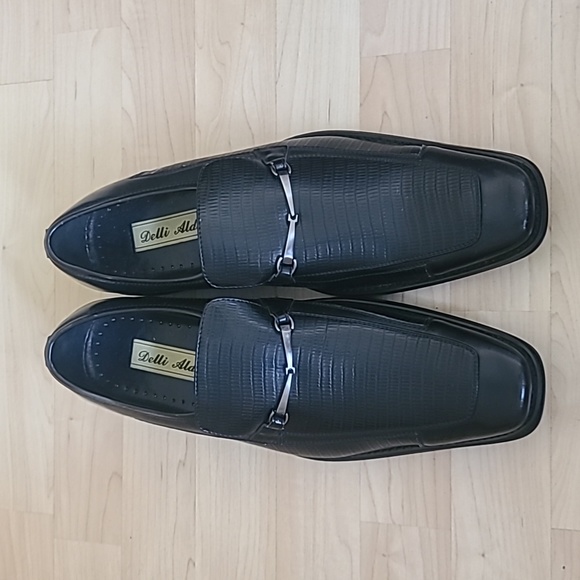 Delli Aldo Mens Shoes Size 10 1/2 Black Leather Square-Toe Horse-Bit Loafer - Picture 3 of 7